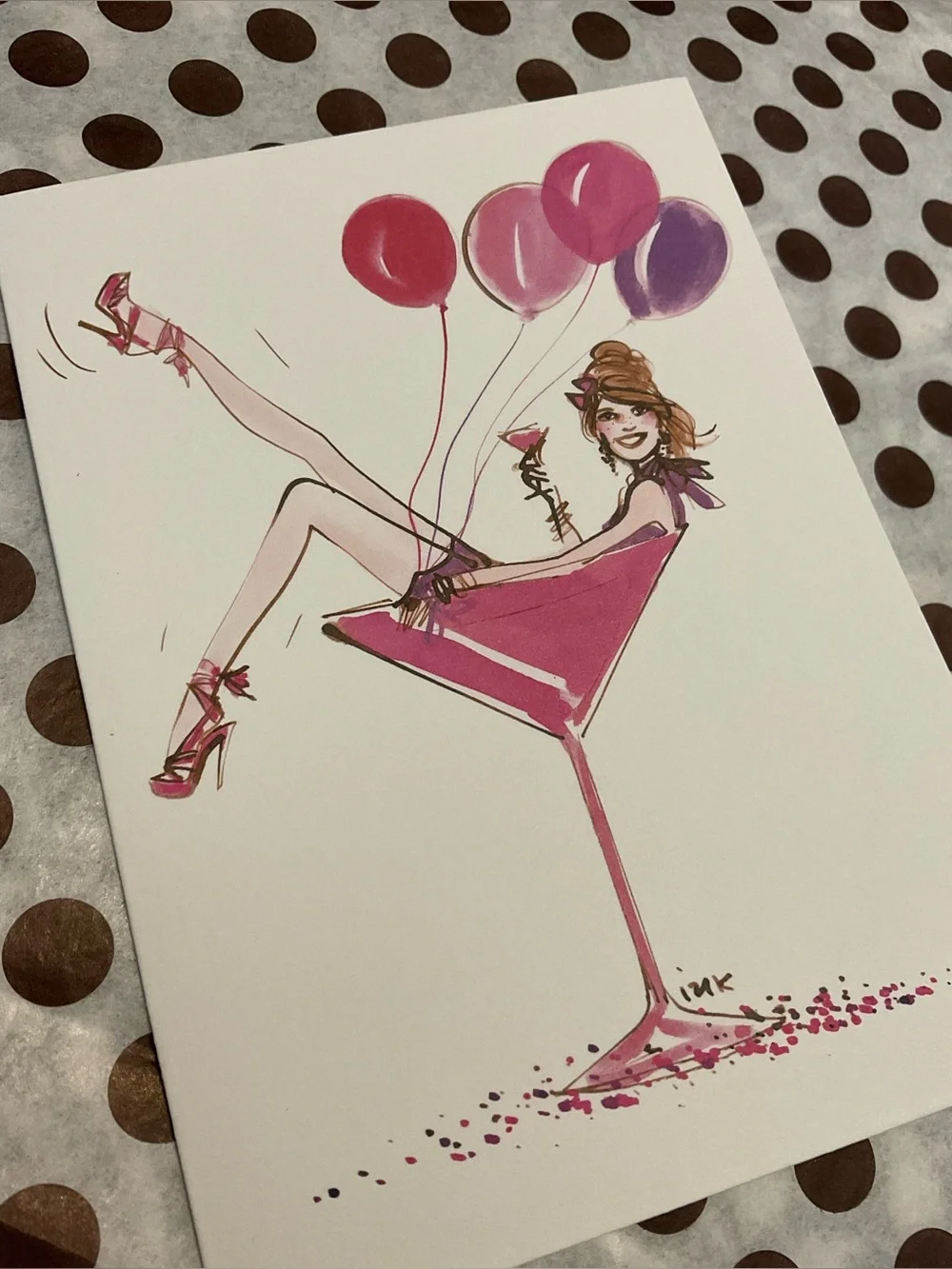 Henri Bendel Notecard “Cheers!” by Izak for Henri Bendel Post + Envelope Set 1